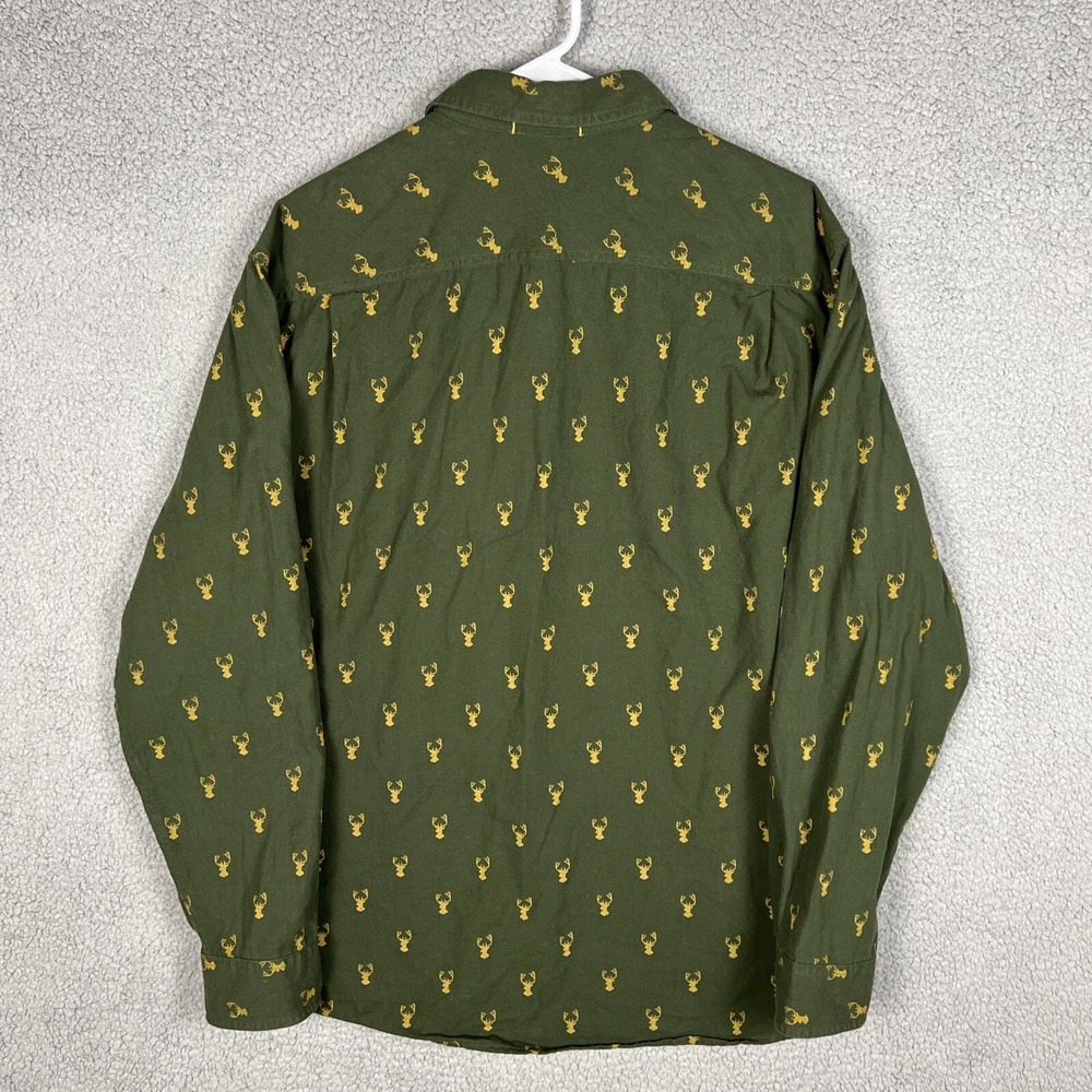 DULUTH Trading Untucked Mens LT Relaxed Fit Flannel Shirt Green Deer Buck Print‎ - Picture 5 of 12